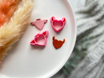 Angel Devil Heart Shape Collection Polymer Clay  Cutter • Fondant Cutter • Cookie Cutter